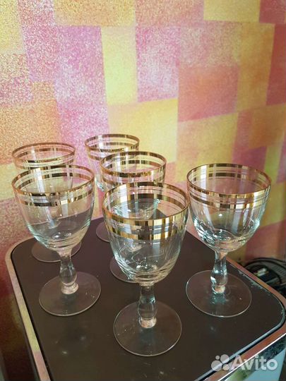 Фужеры и рюмки из чешского стекла, времён СССР