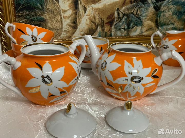 Чайный сервиз СССР Дулево Тигровая лилия