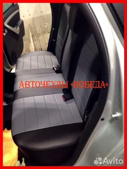 Чехлы Nissan Terrano из экокожи чёрно-серые Класси