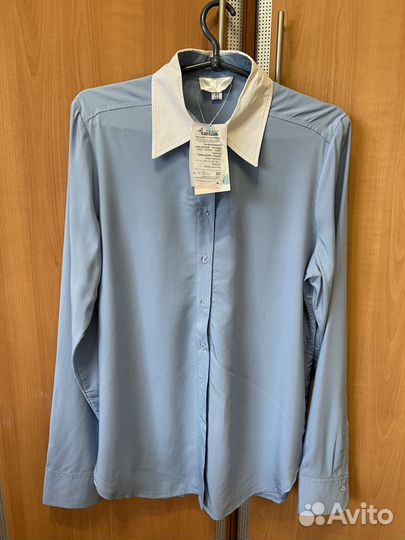 Школьная рубашка голубая
