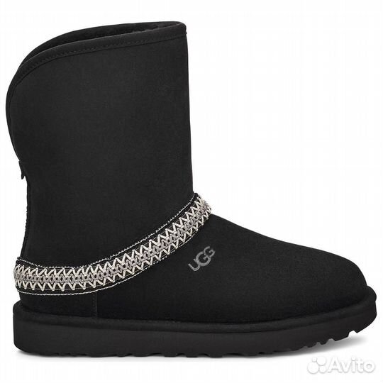 UGG Classic Short Crescent Boot Black Women's (37)