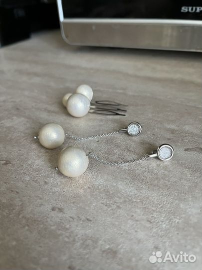 Свадебные серьги и гребень