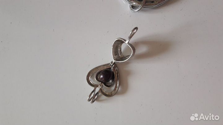 Брелок с сердечком и жемчужиной
