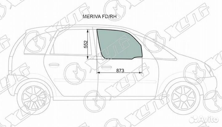 Стекло переднее правое опускное opel meriva (A) MP