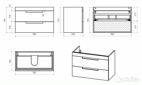 Тумба с раковиной brevita