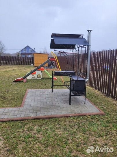 Кованый мангал с печкой