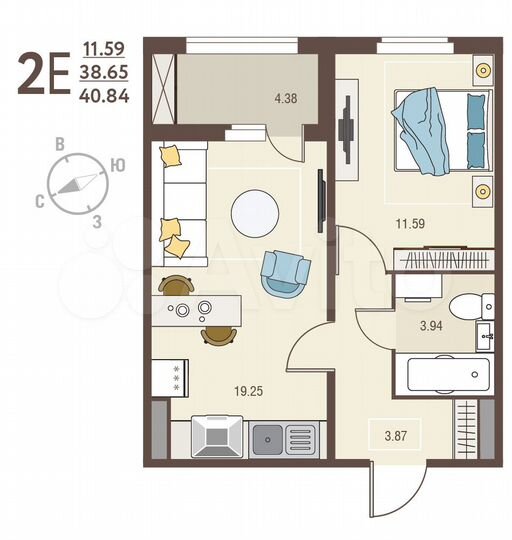 1-к. квартира, 40,8 м², 3/17 эт.