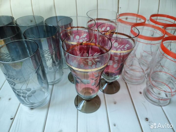 Стаканы, бокалы СССР цветное стекло