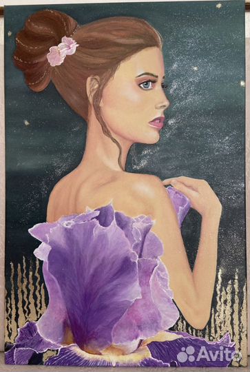 Картина интерьерная «Девушка в платье из цветка»