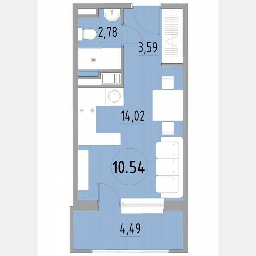 1-к. апартаменты, 25,1 м², 10/13 эт.