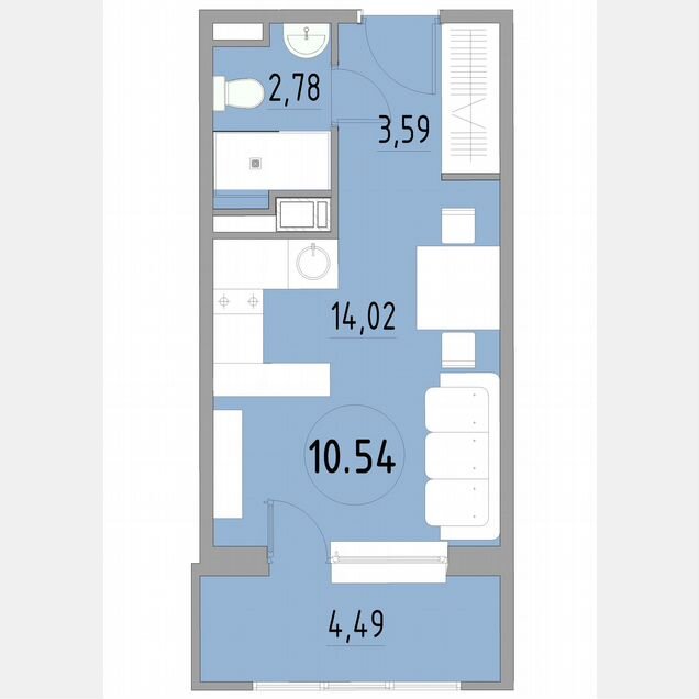 1-к. апартаменты, 25,1 м², 10/13 эт.