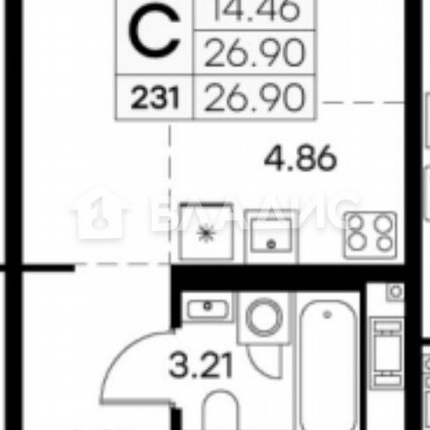 Квартира-студия, 26,9 м², 2/18 эт.