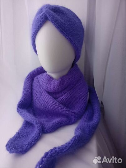 Косынка из пуха норки и повязка