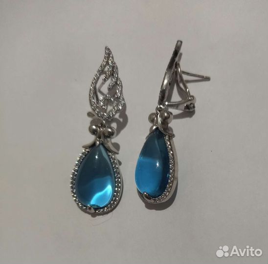 Серьги серебро с фианитами 925 пробы