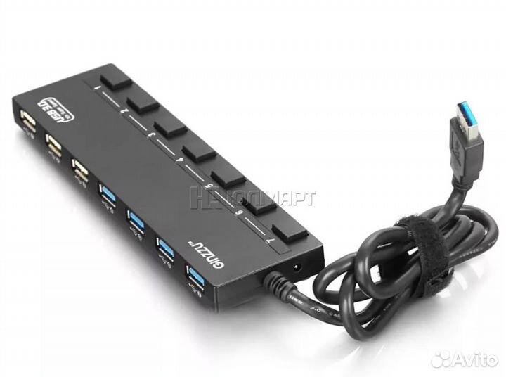 Хаб, концентратор Ginzzu GR-388uаb, USB 3.0