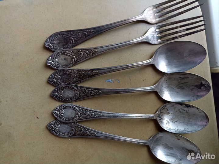 Ложки, вилки мельхиор с серебром СССР