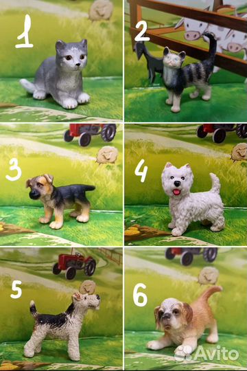 Schleich procon bullyland Safari ltd собаки кошки