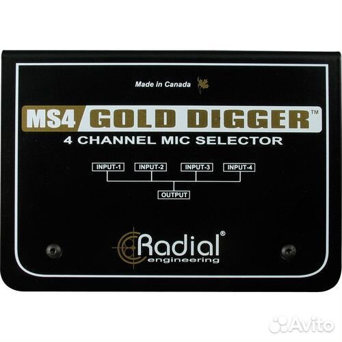 Radial Gold Digger (MS4), Селектор микрофонного сигнала, 4 XLR входа, 1 XLR выход