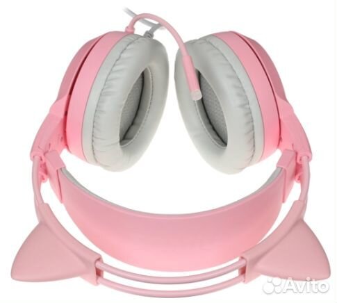 Новые розовые игровые наушники с ушками