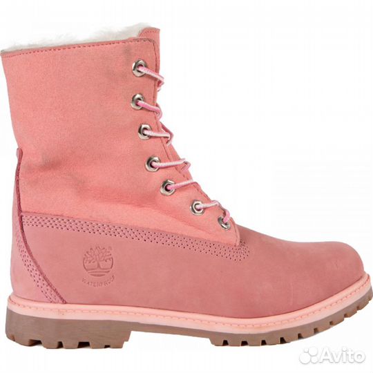 Ботинки Timberland розовые с отворотом яч37