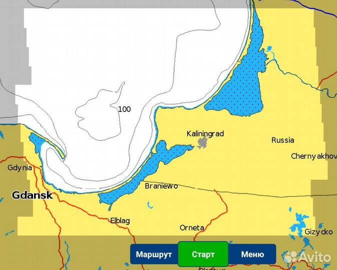Калининград Балтийское море Navionics карта глубин