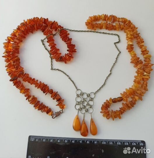 Бусы, ожерелье. Натуральный янтарь. Винтаж. СССР