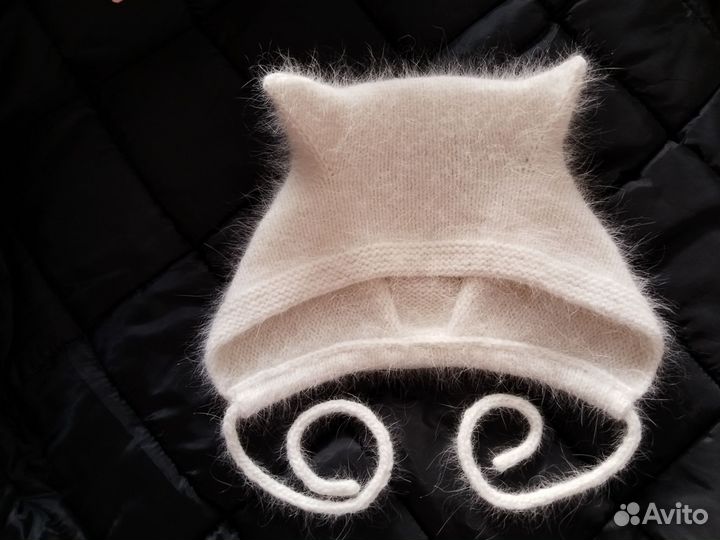 Чепчик с ушками детский из пуха норки