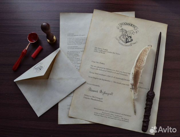 Гарри Поттер письмо из Хогвартса и палочка