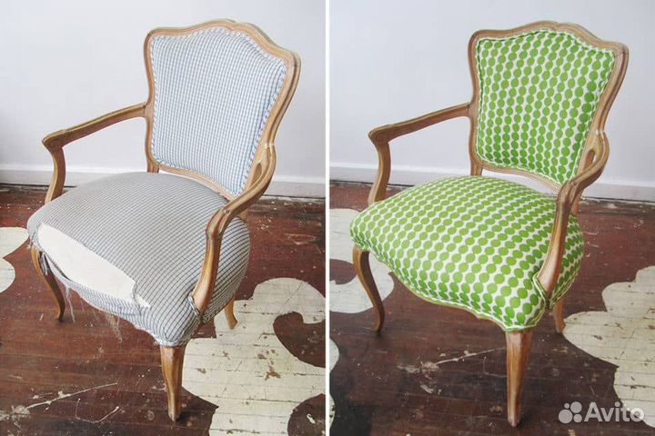 Перетяжка и замена обивки кресла