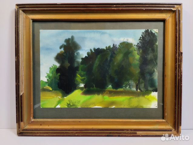 Акварель Лес 1982г Борисович рисунок пейзаж картин