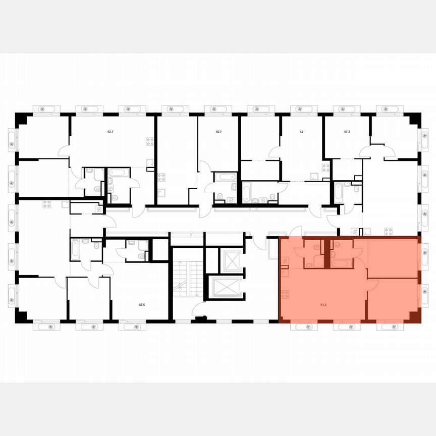 2-к. квартира, 61,2 м², 11/22 эт.