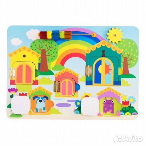 Деревяшки Кто где живет. Бизиборд