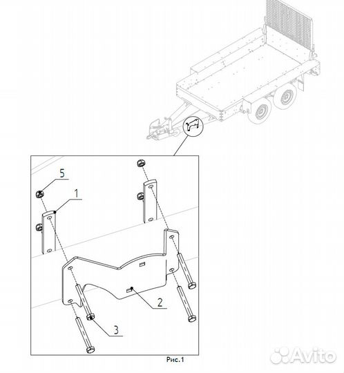 Держатель запасного колеса прицепа мзса 842111.20