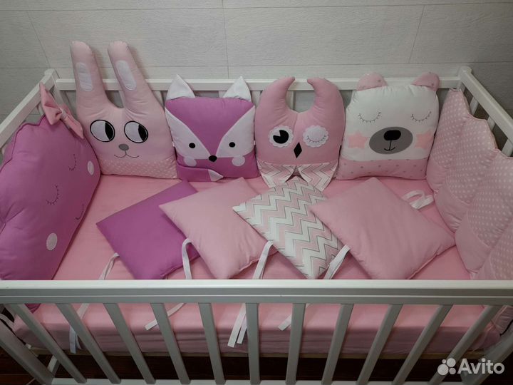 Бортики в детскую кроватку зверюшки