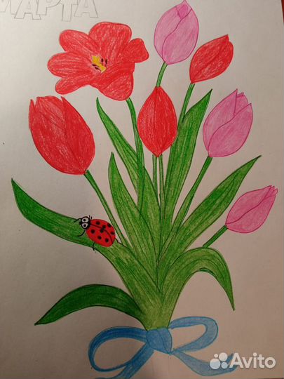 Рисунки 8 марта цветы