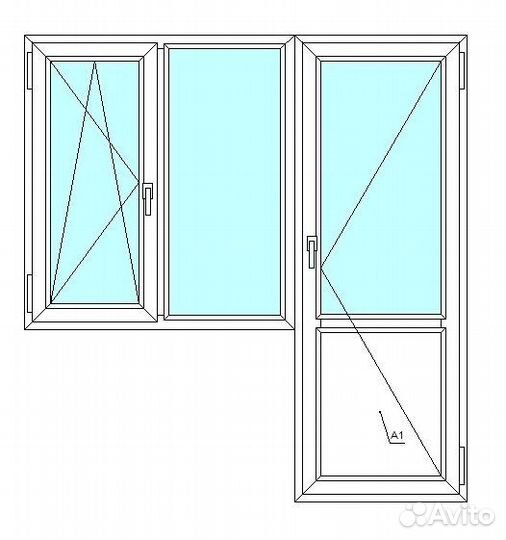 Балконный блок veka WHS60, 2-кам. с/п, 1700x1900