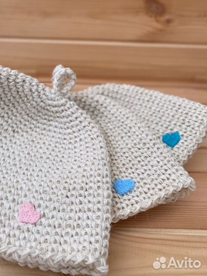 Банная шапка из белого джута в наличии