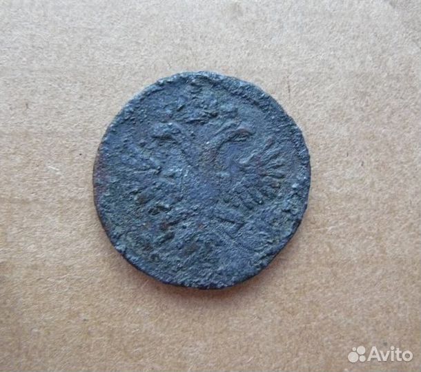 Медная монета денга 1734г