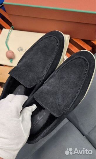 Лоферы мужские Loro Piana Summer Walk замша, мех