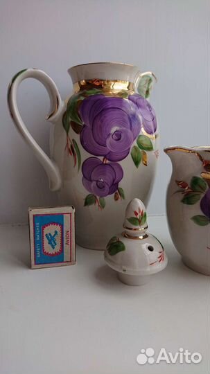 Предметы кофейного сервиза Дулево, розы, агашки