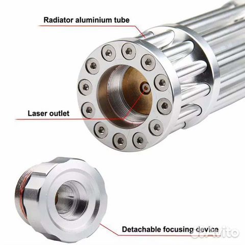 Мощный синий лазер. Прожигает. Дальность 20 км