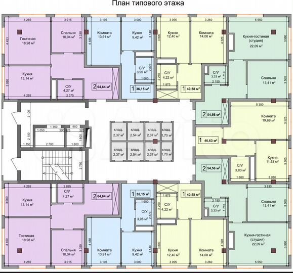 1-к. квартира, 40,6 м², 2/13 эт.