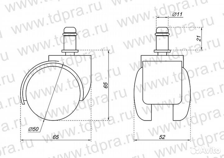 Опора колесная TMA-50-11 для офисных кресел