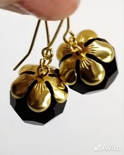 Серьги чешское стекло