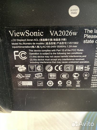 Монитор Viewsonic 20 дюймов