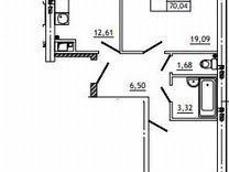 2-к. квартира, 70 м², 4/10 эт.