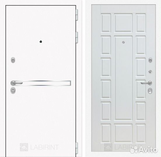 Дверь входная Лайн Вайт 12 белое дерево