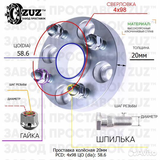 Проставки колесные 4х98-58.6 ваз