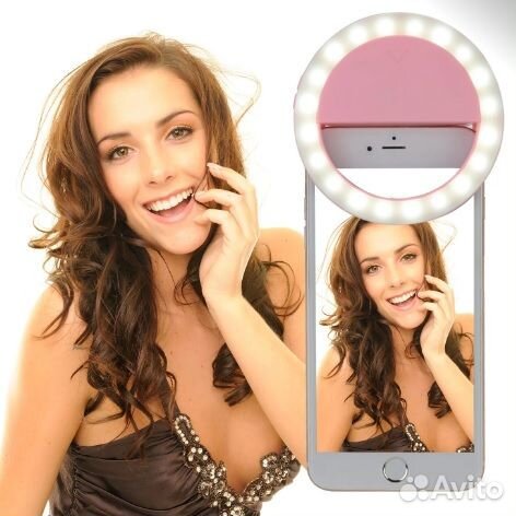 Вспышка-Кольцо для Селфи на Прищепке (Розовая)