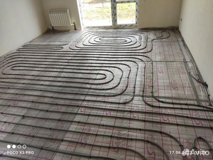 Монтаж теплых водяных полов, отопления, вода